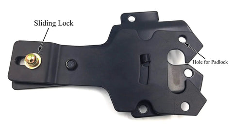 Lockable Post Mount Latch For Wood Gates And Doors Black Finish Heavy Duty Contractor Grade Gate Latch with sliding lock detail