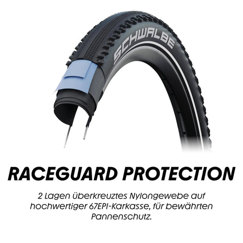 All-Round All Terrain Bicycle Tire For MTB And E-Bikes, 26 To 29 Inch, Wired Type, ADDIX Performance With RaceGuard cutout