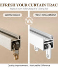 Image comparing worn curtain roller and fresh replacement using Top Tier Curtain Track Repair Kit Featuring Sixty Super Slick Dual Wheel Rollers And Rust Resistant S Hooks For No Fuss Window Treatments And A Straight Up Fresh Room Refresh Upgrade.