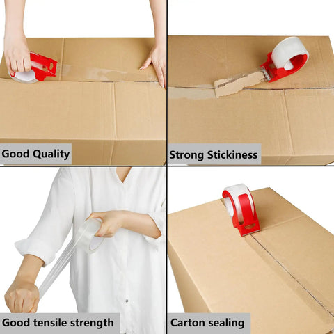 2 Pack No Noise Clear Packing Tape With Dispenser Heavy Duty 2.7 Mil Thick 1.88 Inch Wide 55 Yards Long Silent Noiseless