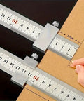 Solid Aluminum Alloy Ruler Stoppers And Precision Scribe Marking Gauge With Durable Pocket Clips for precise layout lines on cardboard.
