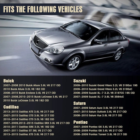 Image of gray sedan with text listing vehicle compatibility for 3.6L Timing Chain Kit With Chain Guide Tensioner Sprocket For 2.8L 3.0L 3.6L V6 Engines