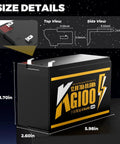 Beefy 12V 7Ah LiFePO4 Deep Cycle Battery With Built In BMS, size dimensions and connector details shown