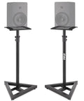 Beefy Speaker Stands Pair For Sonos Play 1 And Play 3, Telescoping From 26 To 52 Inches, Heavy Duty Three Point Triangle Base, Black