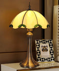 Tiffany Style Table Lamp With Yellow Stained Glass, Cozy Glow For Bedroom And Living Room, 12 X 12 X 18 Inches, LED Bulbs Included