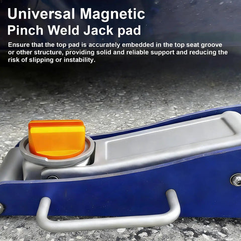 Universal Aluminum Magnetic Jack Pad with 0.4 Inch Weld Slots Pinch Weld Frame Rail Adapter on jack