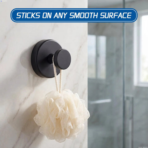 Straight Up The Go To Suction Cup Hooks For Shower on smooth marble holding a shower loofah, practical and sleek bathroom storage.