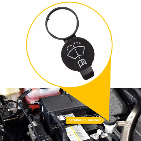 Replacement Windshield Washer Fluid Reservoir Cap For Chevy Camaro Silverado Cruze Malibu ATS XTS Encore 2010 2016 OEM Numbers 12767700 13227300 12788573 19172571 1 Pack Easy Install Durable Fit, shown installed in car engine bay