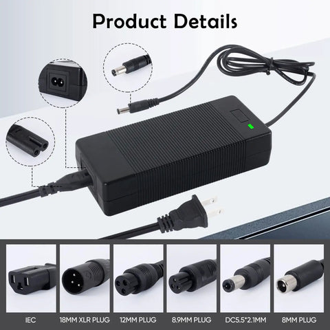 UL Certified 42V 2A Replacement Electric Scooter Charger With 7-In-1 Universal Connectors For 36V Hoverboards Made For All Your Rides And Compatible With Gotrax Ninebot Jetson Voyage Power Adapters
