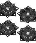 Four Pack Seven Inch Heavy Duty Swivel Plates for smooth 360 rotation on bar stools and recliners, made of steel.