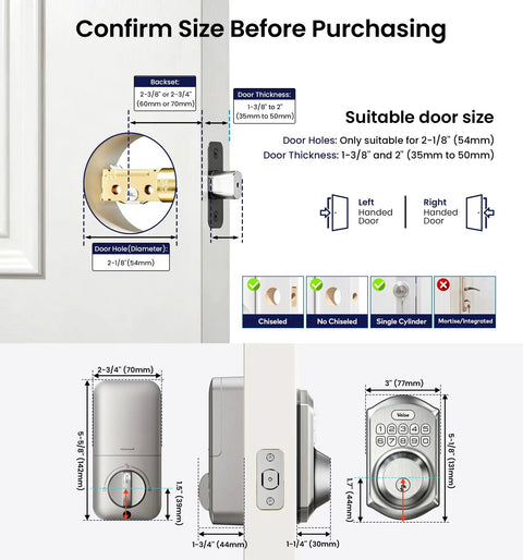 Hassle Free Keyless Entry Deadbolt With Electronic Keypad Lock In Satin Nickel Boasting 20 Unique Passcodes And Smart Auto Locking For Easy Peasy Access And Top Notch Residential Security