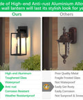 All Weather Outdoor Wall Lantern Built Tough For Rain Or Shine Weather Resistant Rock Solid Waterproof Rust Proof Exterior Sconce Lamp For Front Porch, 12.95H x 5L, black aluminum with glass.