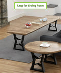 Black Metal Table Legs Set 28 Inch High By 24 Inch Wide, Two Tier DIY Desk Support in living room setup