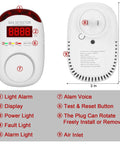 Plug In Natural Gas And Propane Gas Detector for Home RV and Kitchen showing display and features 4.5x3 inches