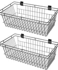 Two Large Black Slatwall Wire Baskets For Wall Mount 23.6 By 11.8 By 7.9 Inches Metal Slatwall Storage Baskets For Kitchen Garage And Home Display