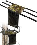Lightweight 16X12 Inch Tree Stand Seat Replacement with Pocket and Adjustable Straps, shown on climbing treestand.
