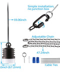 Low Voltage Outdoor Pendant Lights Pack Of 4, 12V LED Hanging Tree Lights installation kit with chain and cable ties shown
