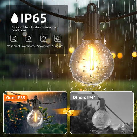 Outdoor 240 Ft LED String Lights With 124 G40 Globe Bulbs, Waterproof IP65 Dimmable Patio Lighting in rain