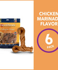 Collagen Twist Keys Dog Chews Chicken Flavor Six Count Pack Made In USA Beefhide Treats packaging with two chews in front