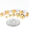 316L Surgical Stainless Steel Ball Earrings For Women Round Ball Stud Ear Jewelry Hypoallergenic Nickel Free Comfortable Durable Everyday Wear Long Lasting Shine, 2-6 mm gold set