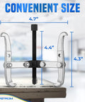 3-Jaw Gear Puller Heavy-Duty Bearing Removal Tool with size measurements displayed on a blue background