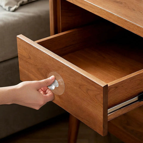 Applying Clear Crystal Drawer Knobs And Cabinet Pulls 24 Pack Self Adhesive No Drill No Trace on wooden dresser