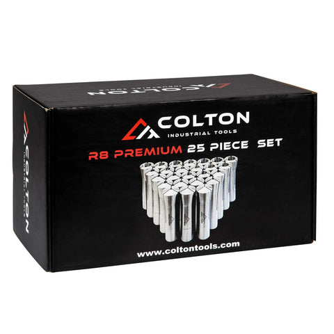 Top Shelf 25 Piece R8 Round Collet Set Delivering Dead On Accuracy With Zero Point Zero Zero Zero Five TIR Runout 71620 Drawbar Thread And Rock Solid Hardened Alloy Steel For Weekend Warriors And Pro Machinists