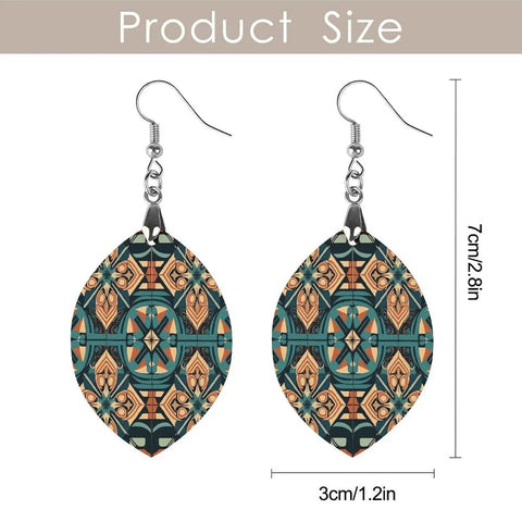 Dark Orange Laser Cut Wood Pendant Earrings For Women With Copper White Gold Plating Lightweight Hypoallergenic Star And Love Shapes, 7cm x 3cm.
