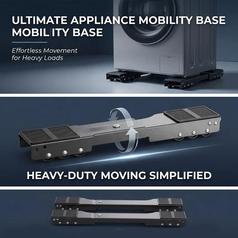 Heavy Duty Extendable Appliance Rollers With Thirty Six Upgraded Black Wheels For Moving Dryers Washing Machines Fridges And Furniture Sliding Gear mobility base with adjustable height and sturdy wheels.