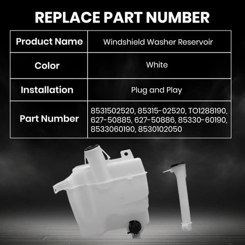 Windshield Washer Reservoir Kit With Cap And Pump For Toyota Corolla 2014 2015 2016 2017 2018 2019 Replaces 8531502520