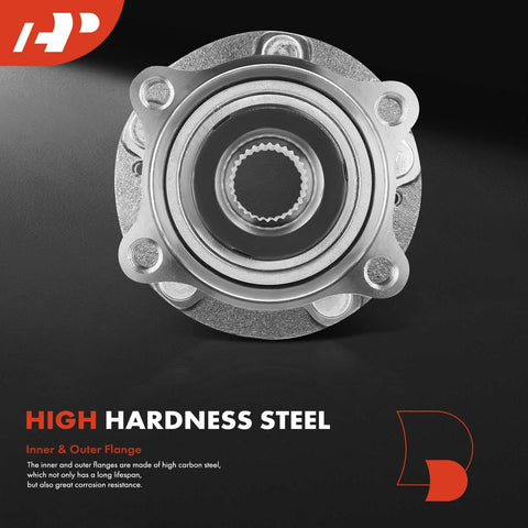 Front view of 2X Front Wheel Bearing And Hub Assembly 5 Lug Fits Hyundai Sonata 2015-2019, Tucson 2016-2021 with steel flange.