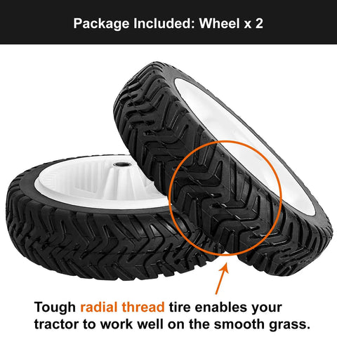 8 Inch Front Drive Wheel Set for Toro 22 Inch Recycler Self Propelled Mowers Fits 20001 Through 20111 and GTS, tire tread detail