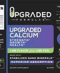 Calcium Supplement For Strong Bones And Joints, 60 Capsules, lime flavor, stabilized nano minerals, product label with supplement facts.