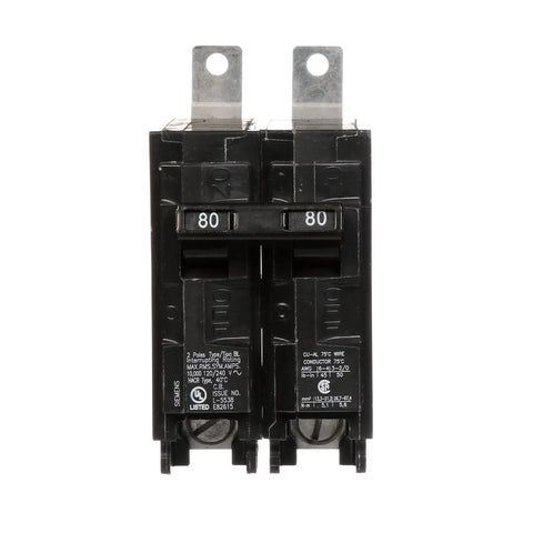 Beefy 80 Amp Double Pole Breaker For 120/240V Panels, Bolt-In Type BL front view
