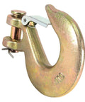 2 Pack Beefy Half Inch Clevis Slip Hooks With Safety Latch Heavy Duty Grade 70 Forged Steel For Trailer Haulers And Wrecker Trucks 18,000 Lbs Capacity Ideal For Towing Hauling And Recovery Jobs close up of single hook