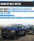Premium Grade Three Way Heater Control Valve For 2013-2024 Ram 1500 3.6L 5.7L image showing compatibility specifications.