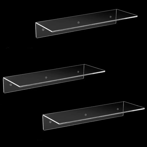 Set Of 3 Premium Clear Acrylic Floating Wall Shelves Modern Display Rack Home Decor Flex Your Dope Memorabilia With Dead Simple Wall Mounting Setup Versatile