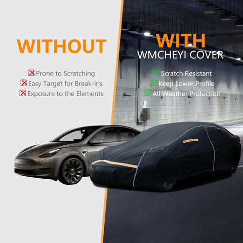 All Weather Six Layer Car Cover For Sedans 185 Inch Exterior Shield With Zipper And UV Protection comparison image