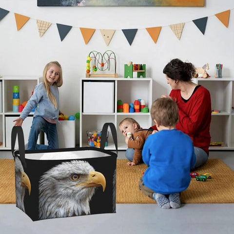Super Roomy Polyester Storage Basket With Reinforced Handles Major Closet Organizer in a playroom, efficiently organizing toys.