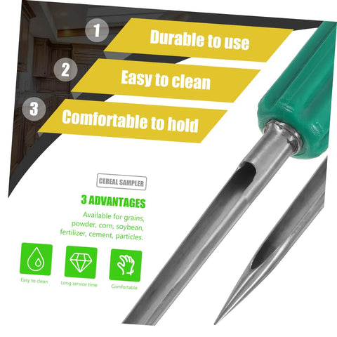 Stainless Steel Sampler Probe For Soil Powder And Grain Sampling Reusable Test Tool For Grab And Go Inspections And Accurate Readouts Easy To Use And Lightweight For Farmers showing close-up of slot design and handle