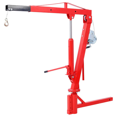 Heavy Duty 500 Lb Hitch Mounted Hydraulic Engine Hoist Portable Jib Crane For Pickup Trucks with adjustable boom and hook.