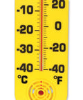 Classroom Thermometer Wall Mounted For Fahrenheit And Celsius Readouts Indoor Outdoor Use Durable Recessed Tube Prevents Breakage Kid Friendly Temperature Gauge For Ages 6 And Up yellow wall thermometer with Celsius and Fahrenheit scales