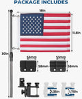 Built Tough Aluminum American Flag Pole Kit With 360 Degree Swivel Mount, 18x11.8 inch USA flag and mounting hardware.