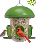 Outdoor Bird Feeder With Three Compartments And Three Feeding Ports, Weatherproof Dome, Three Ways To Hang, Large Capacity