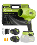 Cordless Leaf Blower Handheld Portable Dust Cleaner With Adjustable Speed And 180000 RPM, Dual Battery Pack, green with case