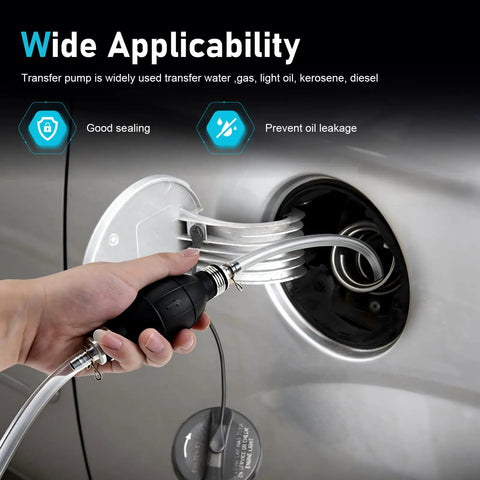 Kickass Hand Fuel Primer Bulb With Dual Way Rubber Design For Easy Manual Vacuum Transfer, being used to transfer fuel.