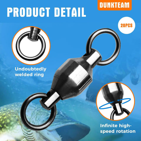 20 Piece Pro Grade High Strength Fishing Swivels With Ball Bearings, Stainless Steel Connectors For Freshwater And Saltwater, Built Tough Copper And Steel Construction, Weatherproof, Rust Resistant Tackle For Anglers, 20pcs welded ring detail