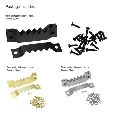 Large Heavy Duty Sawtooth Picture Hangers With Screws 30 Pack Super Strong Fifty Pound Capacity Built Tough Rust Resistant Steel Wall Mount Clips For Canvas Art And Home Decor