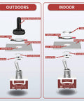 Waterproof 12V SPST Toggle Switch For Marine Boats And Auto Beefy Built To Last 2 Pin ON Off With Boot Cover Heavy Duty