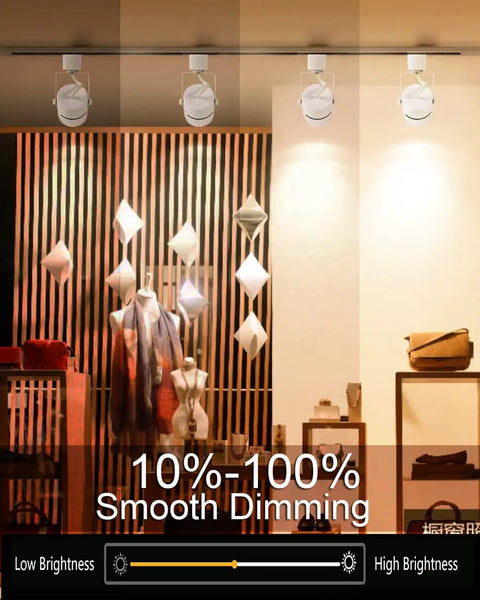 12 Pack 10W LED Track Lighting Heads With Adjustable Beam For Accent Artwork And Retail Displays, 3000K, dimming demo